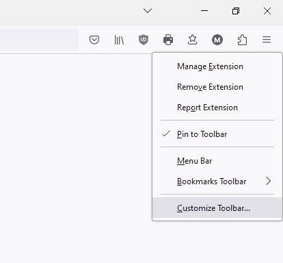 Firefox customize toolbar