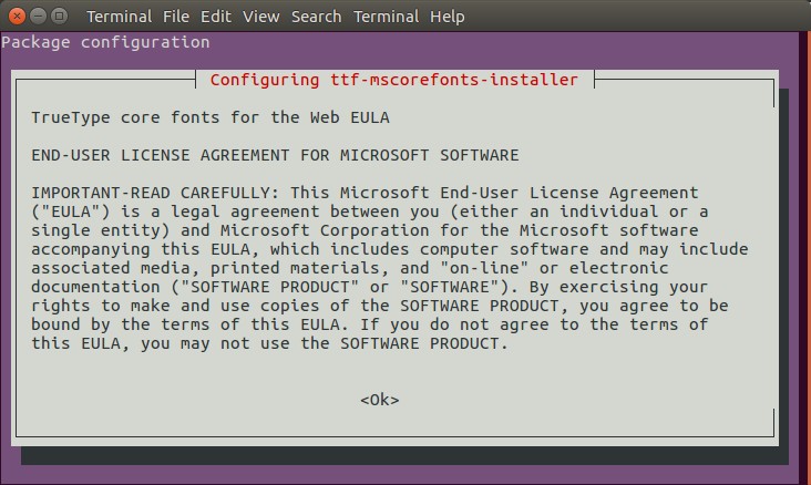 microsoft font ttf in ubuntu