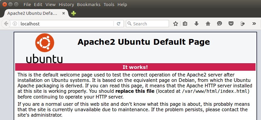 Apache2 Ubuntu Default Page: It works