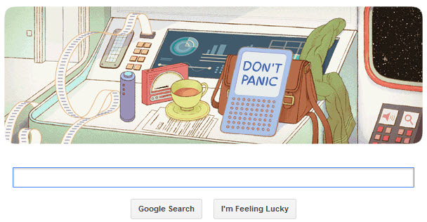 Douglas Adams's 61'st birthday google doodle