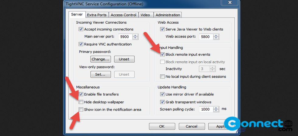 tightvnc server configuration 4 monitors