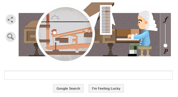 Bartolomeo Cristofori's 360 birthday google doodle