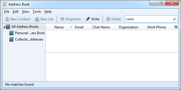 thunder bird address book search