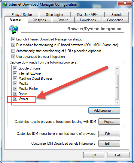 advanced browse integration is enabled in idm manager