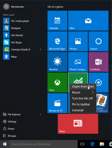 Read more about the article How to remove Tiles from Windows 10 Start Menu