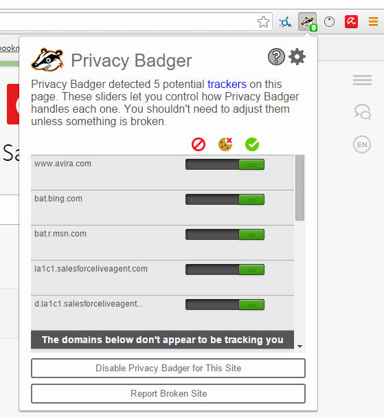 Avira Scout browser privacy badjer