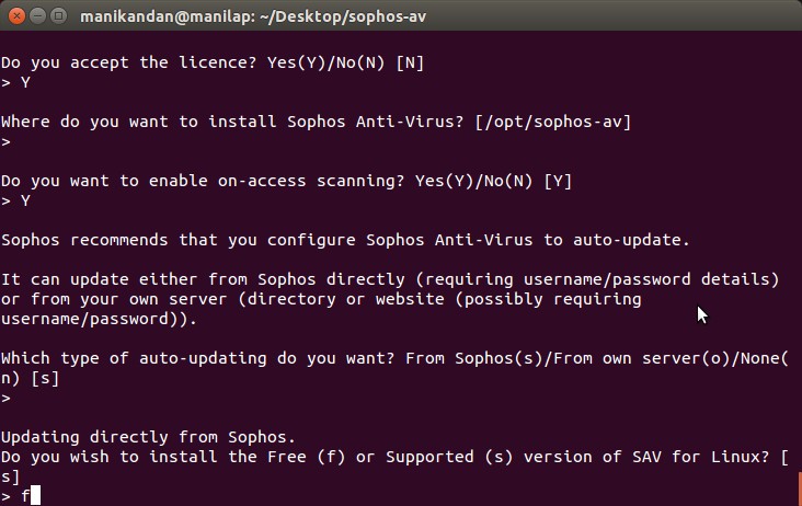 Sophos Install Commands