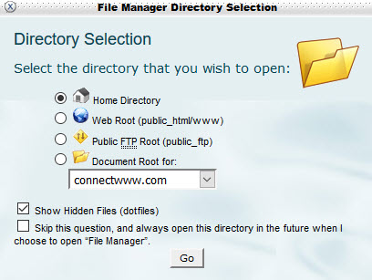 cpanel home directory selection