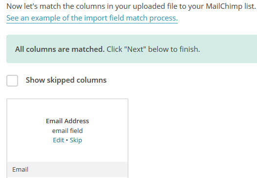 mailchimp email address field