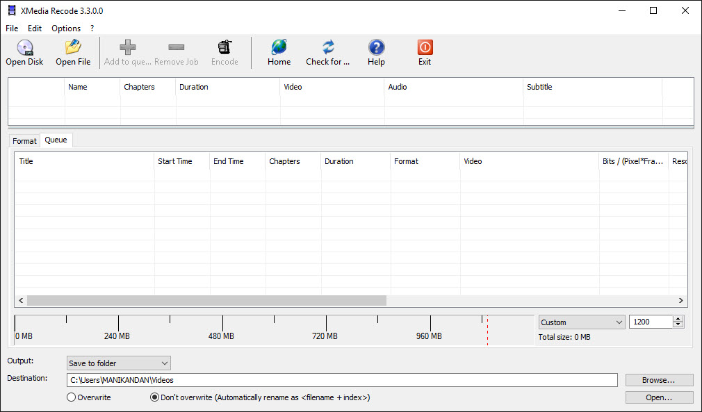 XMedia Recode queue