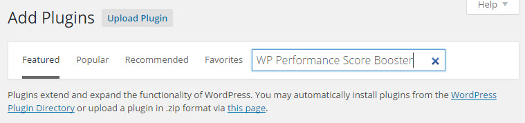 add WP Performance Score Booster