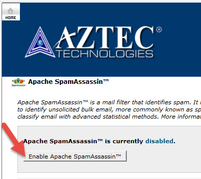 enable Apache SpamAssassin