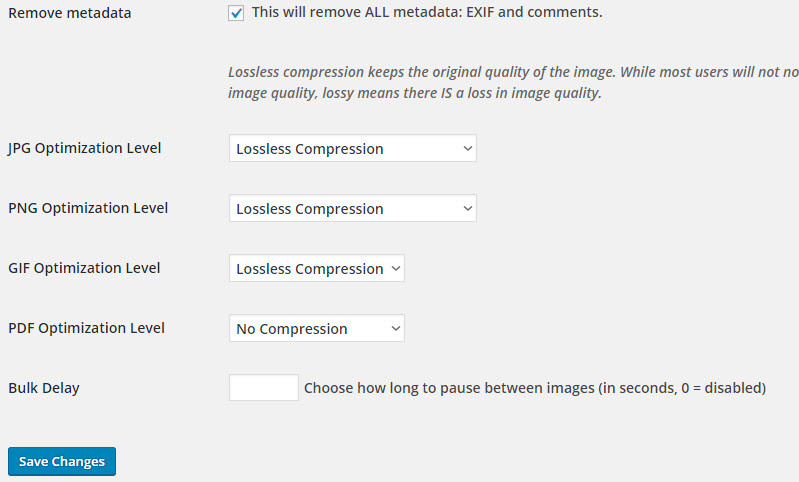 EWWW Image Optimizer basic settings
