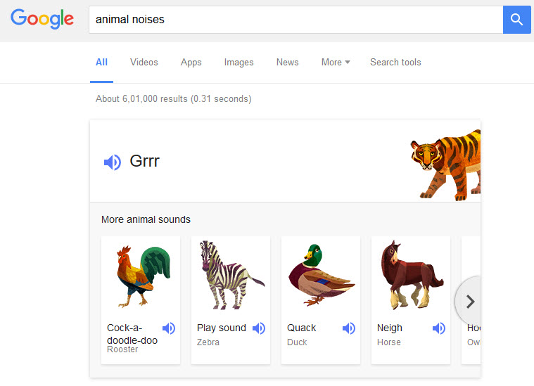 animal noises google