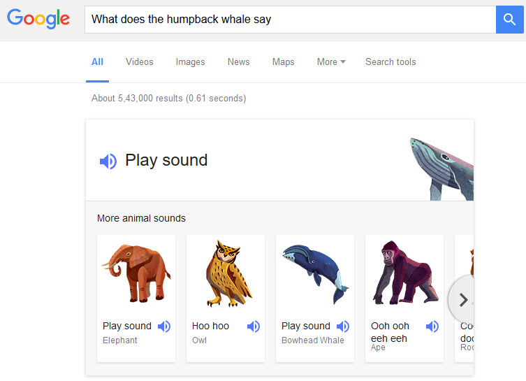 Now search animal sounds in Google search 