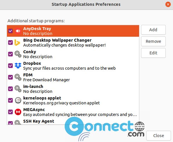 startup applications edit