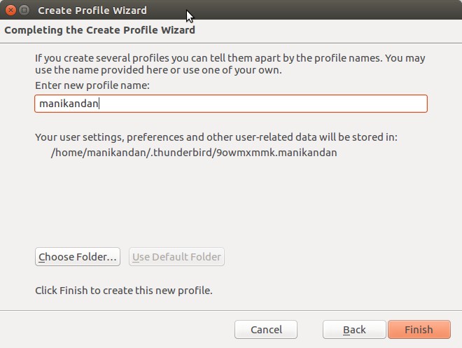 Create Profile Wizard thunderbird