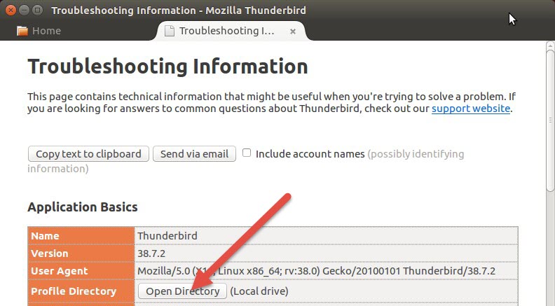 Troubleshooting Information Thunderbird_