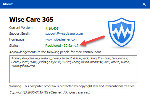 wise care 365 license key