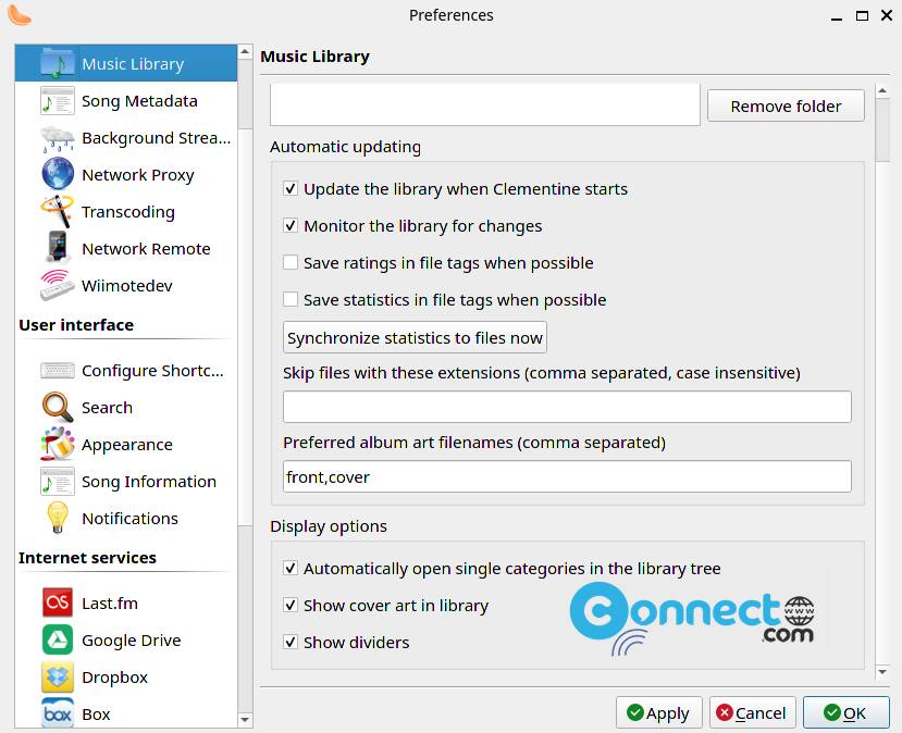 Clementine Music Player settings