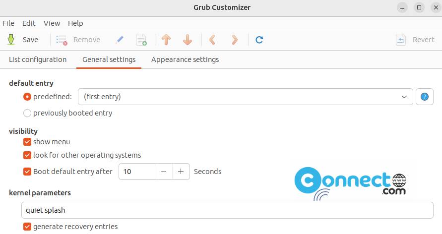 Grub Customizer settings