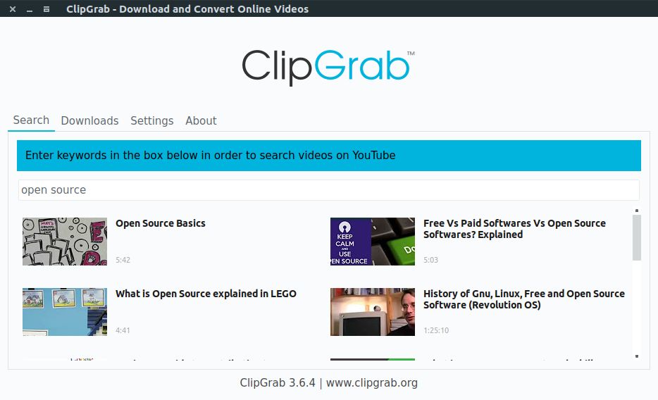 View search videos. Clipgrab.