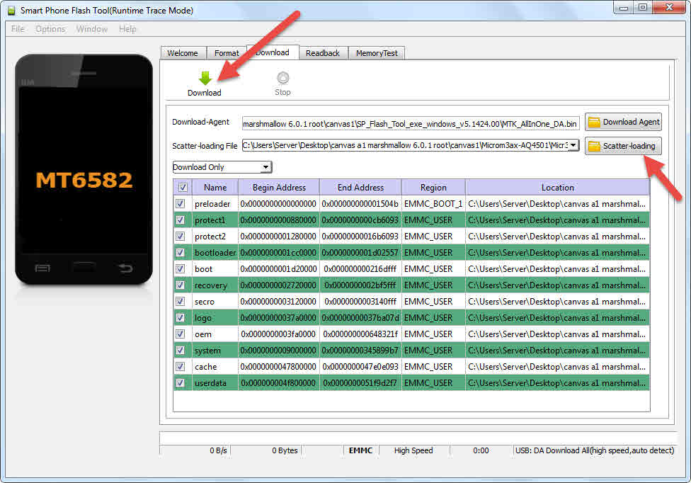 smart phone flash tool runtime trace mode win 7