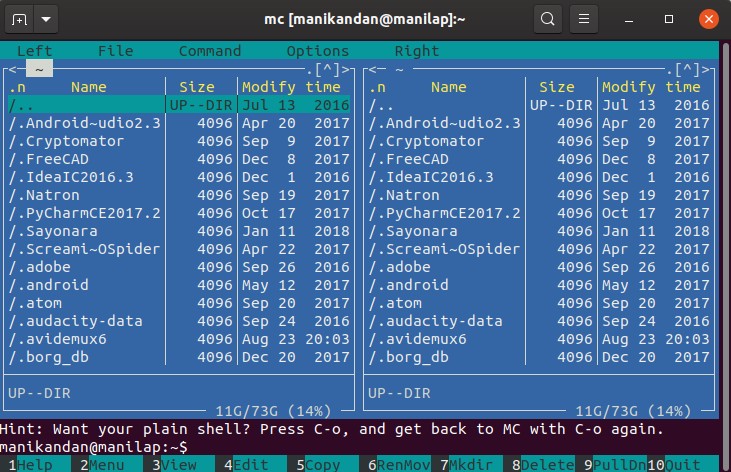 Удалить midnight commander ubuntu