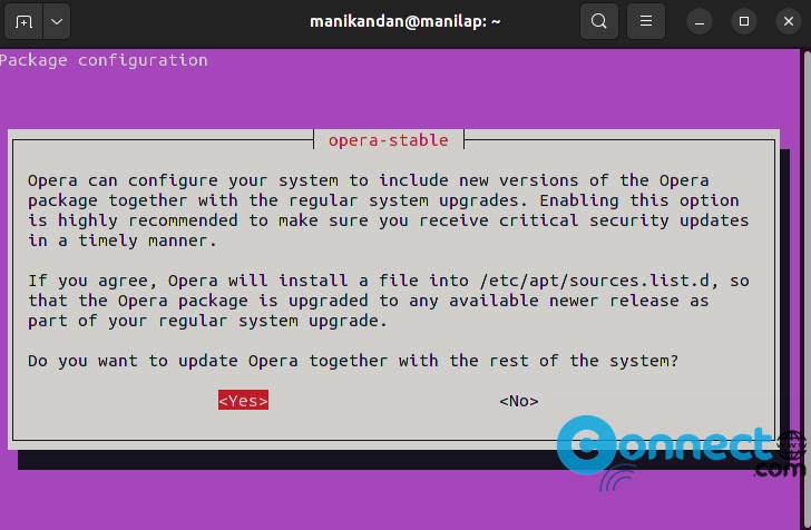 Opera linux update settings