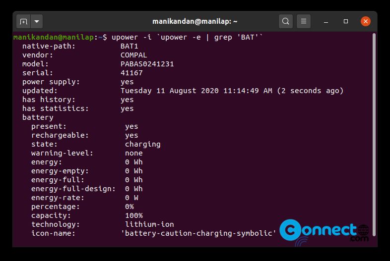 How To Check Laptop Battery Status In Terminal On Ubuntu Without 3rd Party Tools Connectwww Com