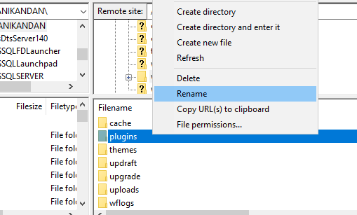 wordpress plugins folder rename