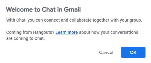 gmail chat welcome