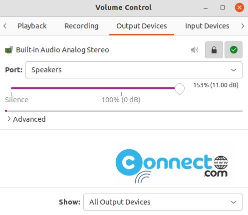 PulseAudio Volume Control output