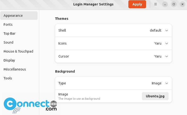 Login Manager Settings app