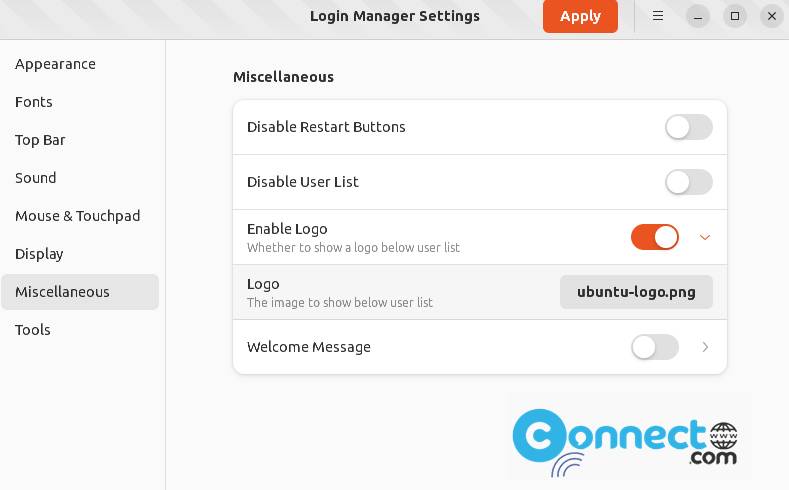 Login Manager Settings application
