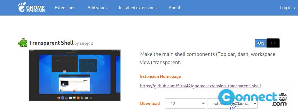 Transparent Shell GNOME extension