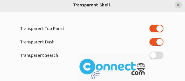 Transparent shell settings