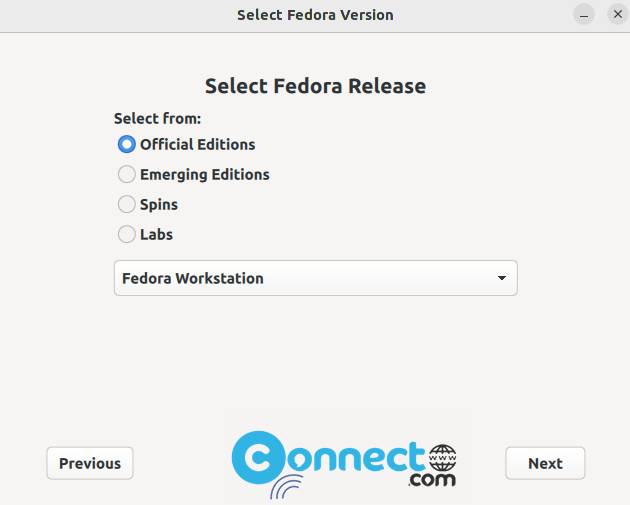 Fedora Media Writer select fedora release