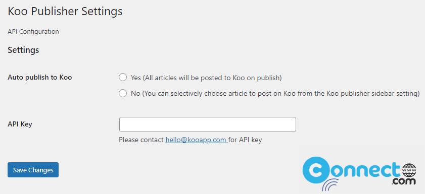 Koo Publisher API Settings