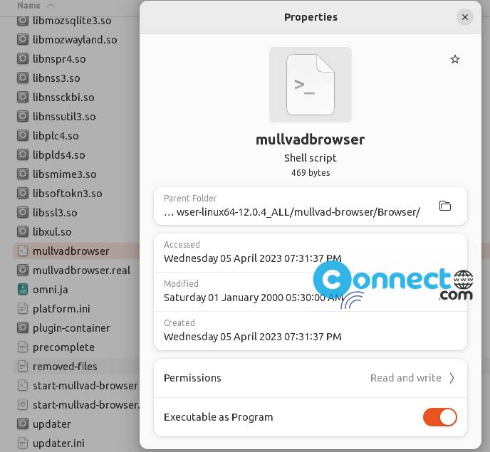 Mullvad Browser execute as program