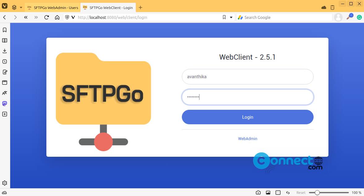 SFTPGo user web panel