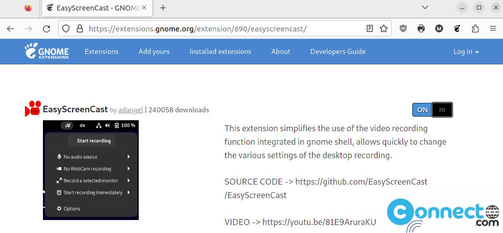 EasyScreenCast gnome extension