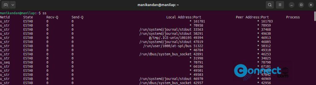 Monitor Network Connections using SS Command line Tool | CONNECTwww.com