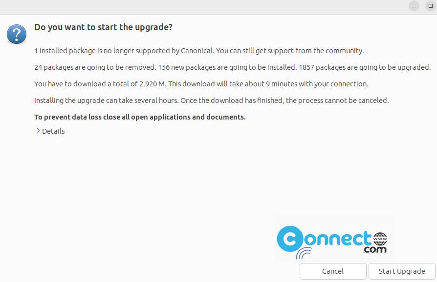Ubuntu upgrade confirmation