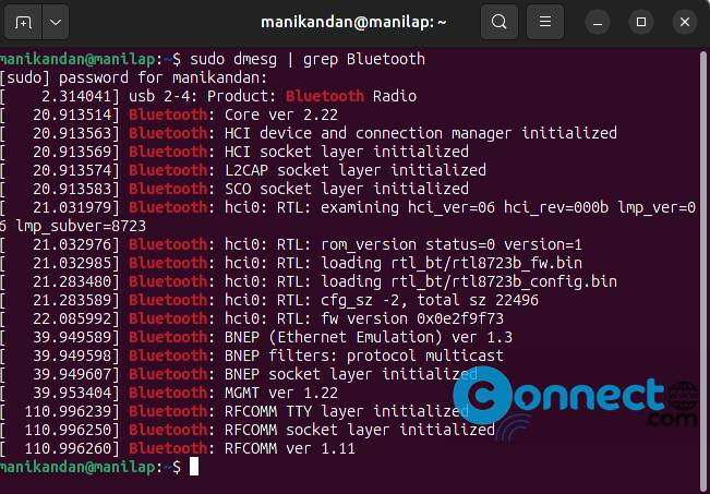 dmesg filter output