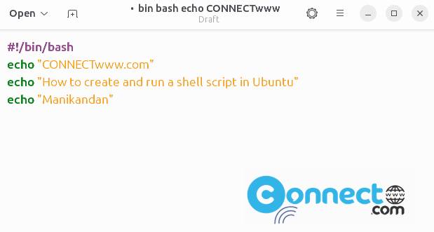 shell script in text editor
