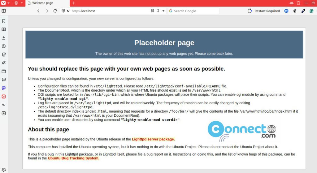 How to install Lighttpd web server on Ubuntu | CONNECTwww.com