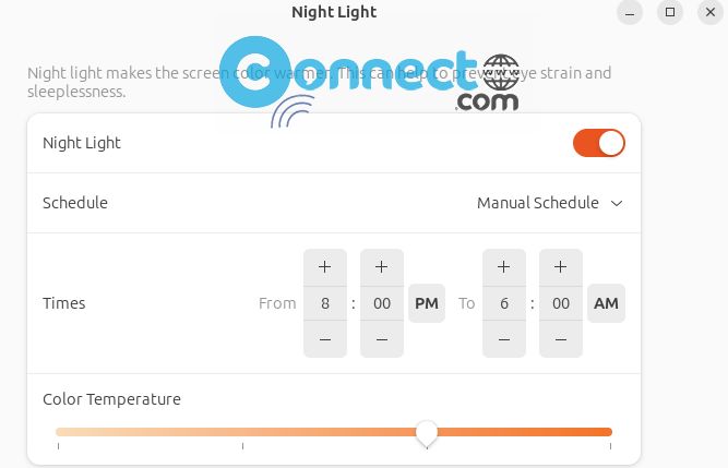 ubuntu night light manual schedule