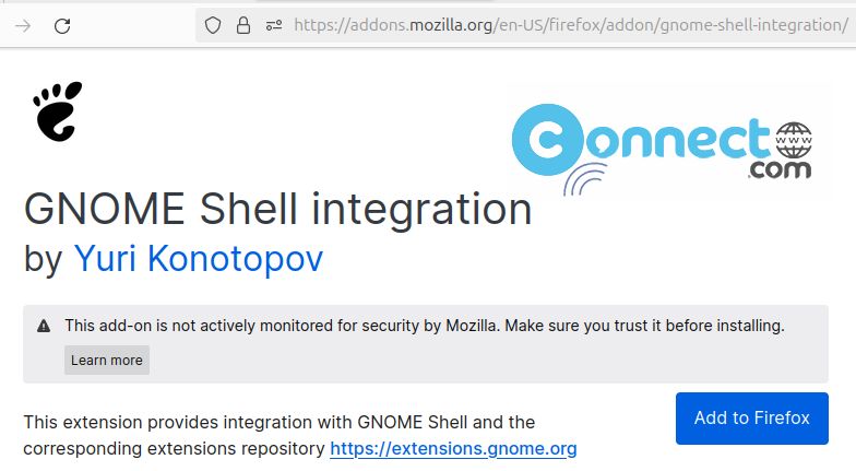 GNOME Shell integration Addon installation