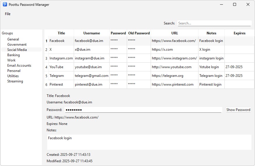 Poottu Password Manager
